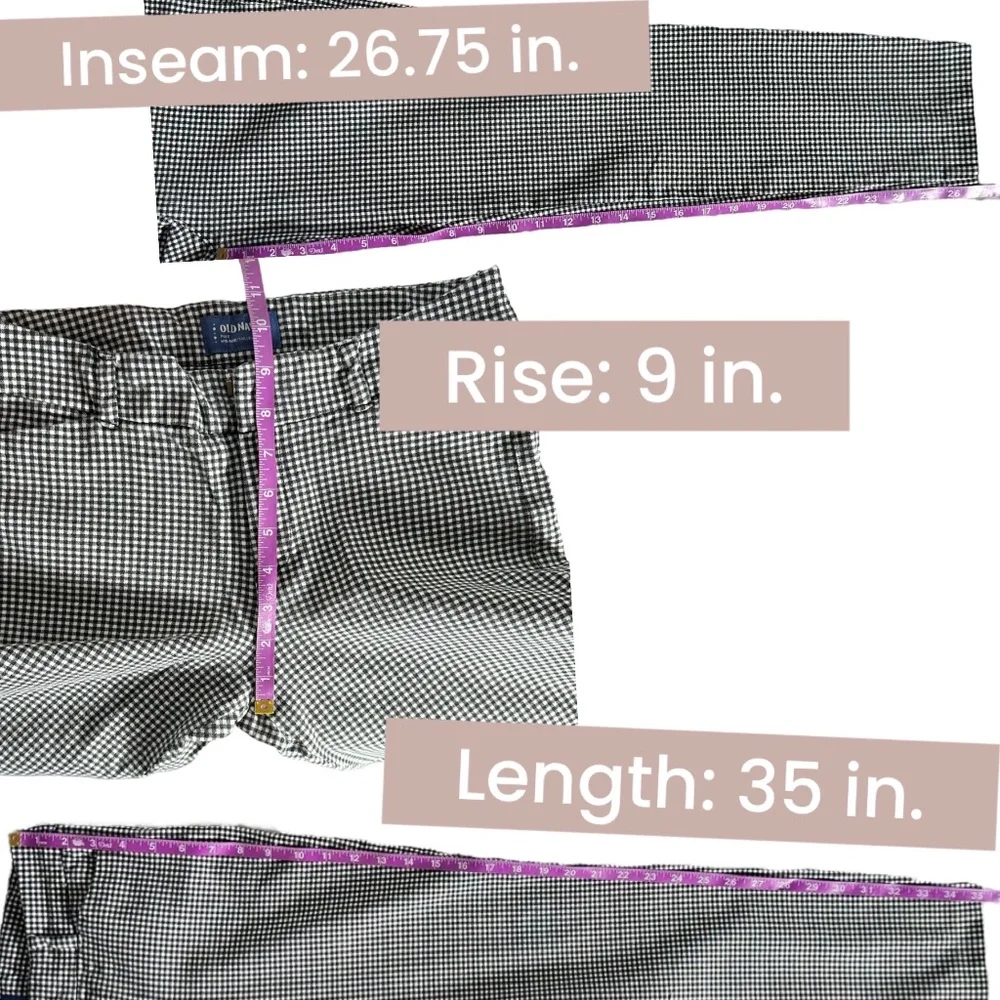 Women's | Old Navy | Black White Gingham Pixie Mid-Rise Pant - 6 Tall - Picture 6 of 6